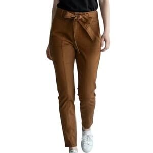 Kenzie Jeans Womens Utility Pants 4/27 High Waist Straight Leg Rust Brown Belted
